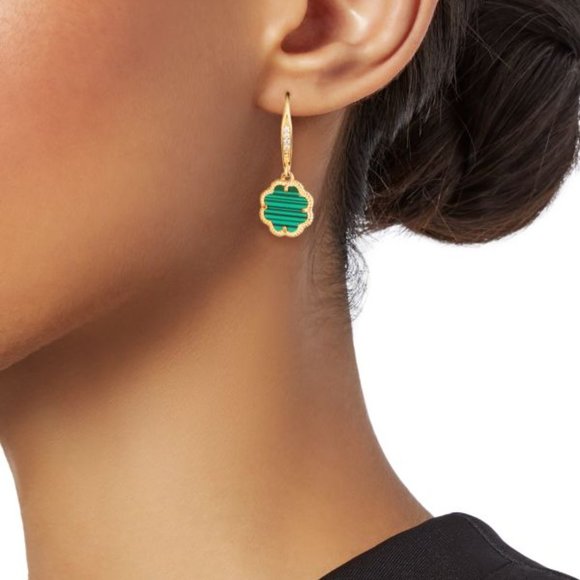 Lifetime Guarantee 14K Gold-plated, MalachiteSterling Silver